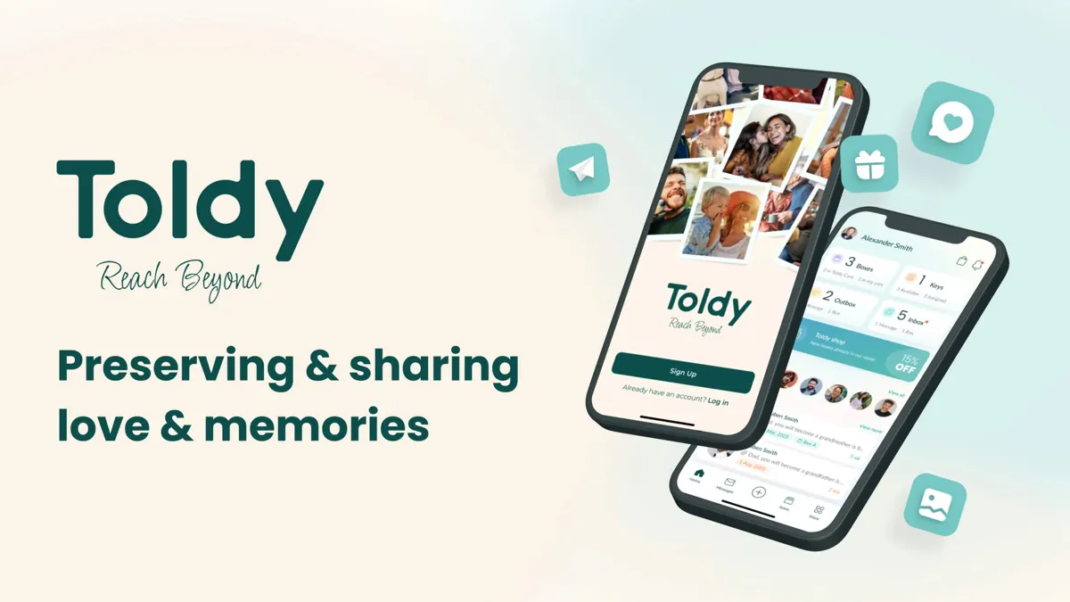Toldy: A time-capsule app for sending messages and media into the future.